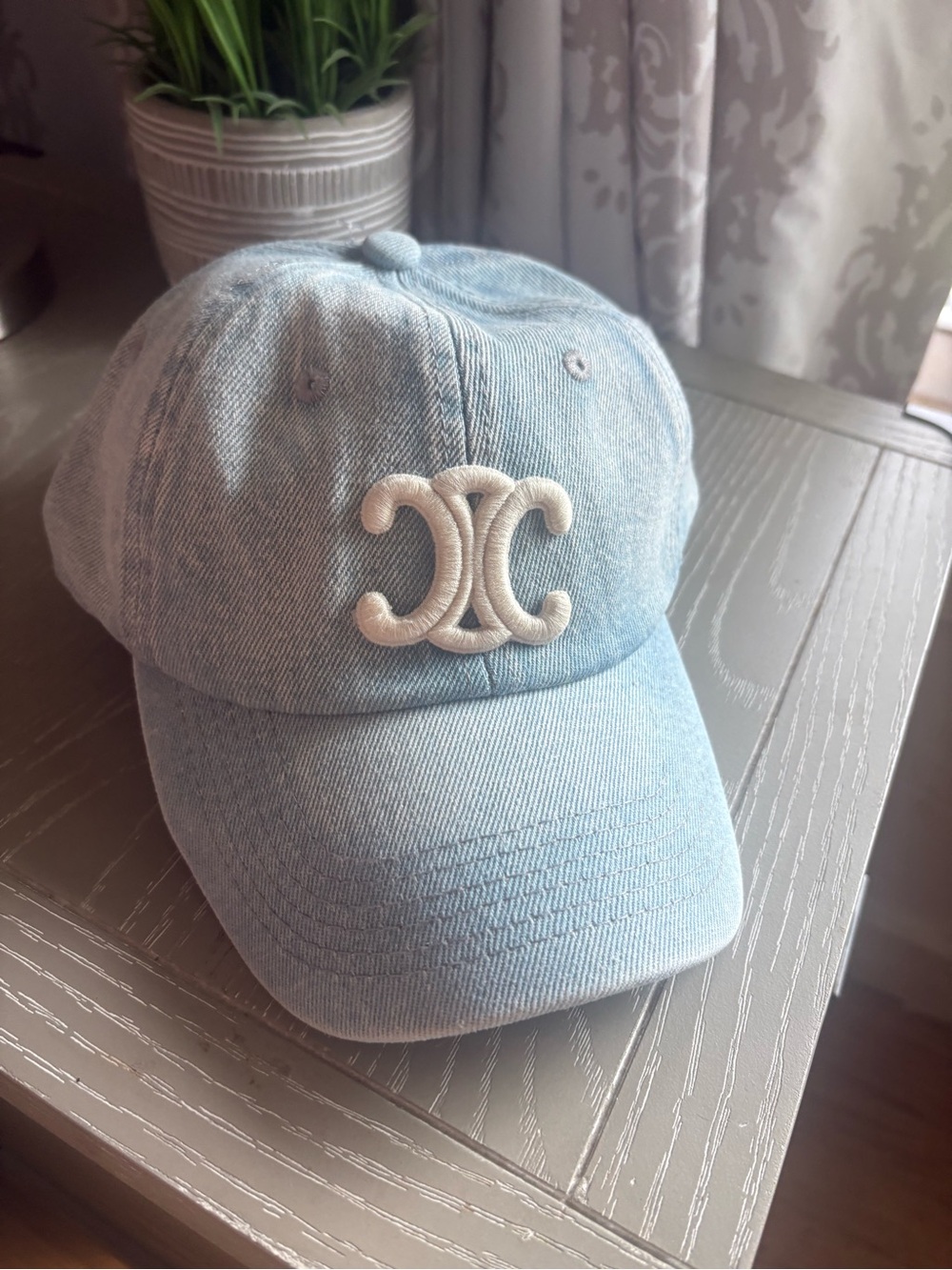 FASHION Light Blue Denim Baseball Cap with White Emblem - Picture 5 of 8